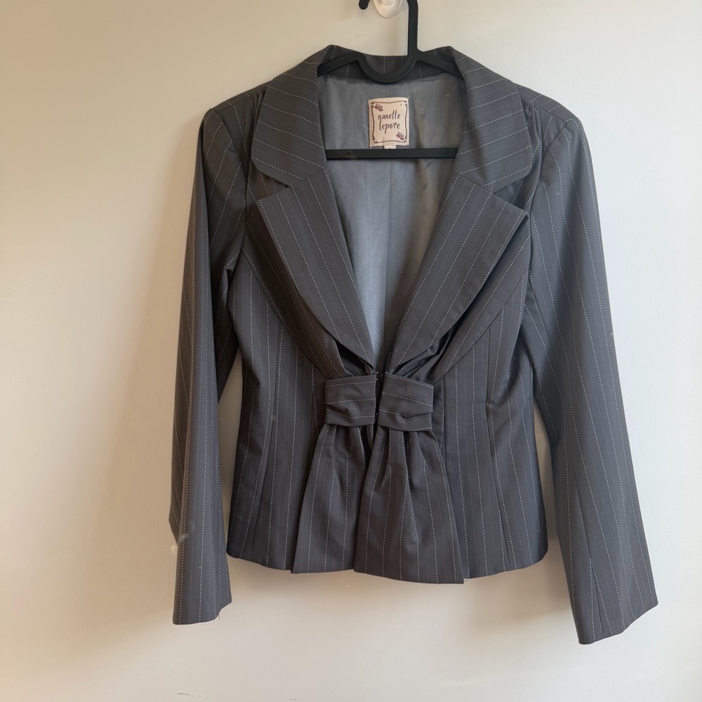 vintage nanette lepore pinstripe corset blazer size 2 office siren
